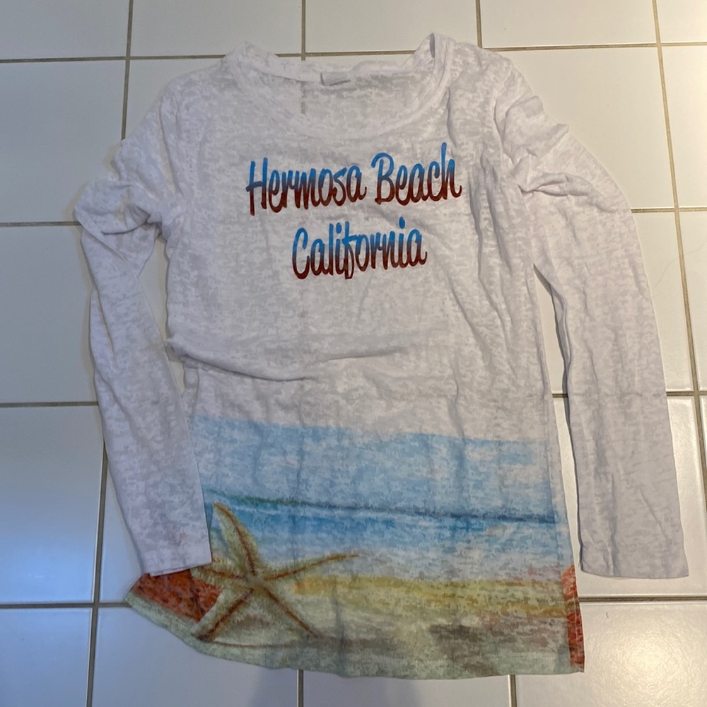 Long-sleeve Hermosa Beach California Burnout T-shirt